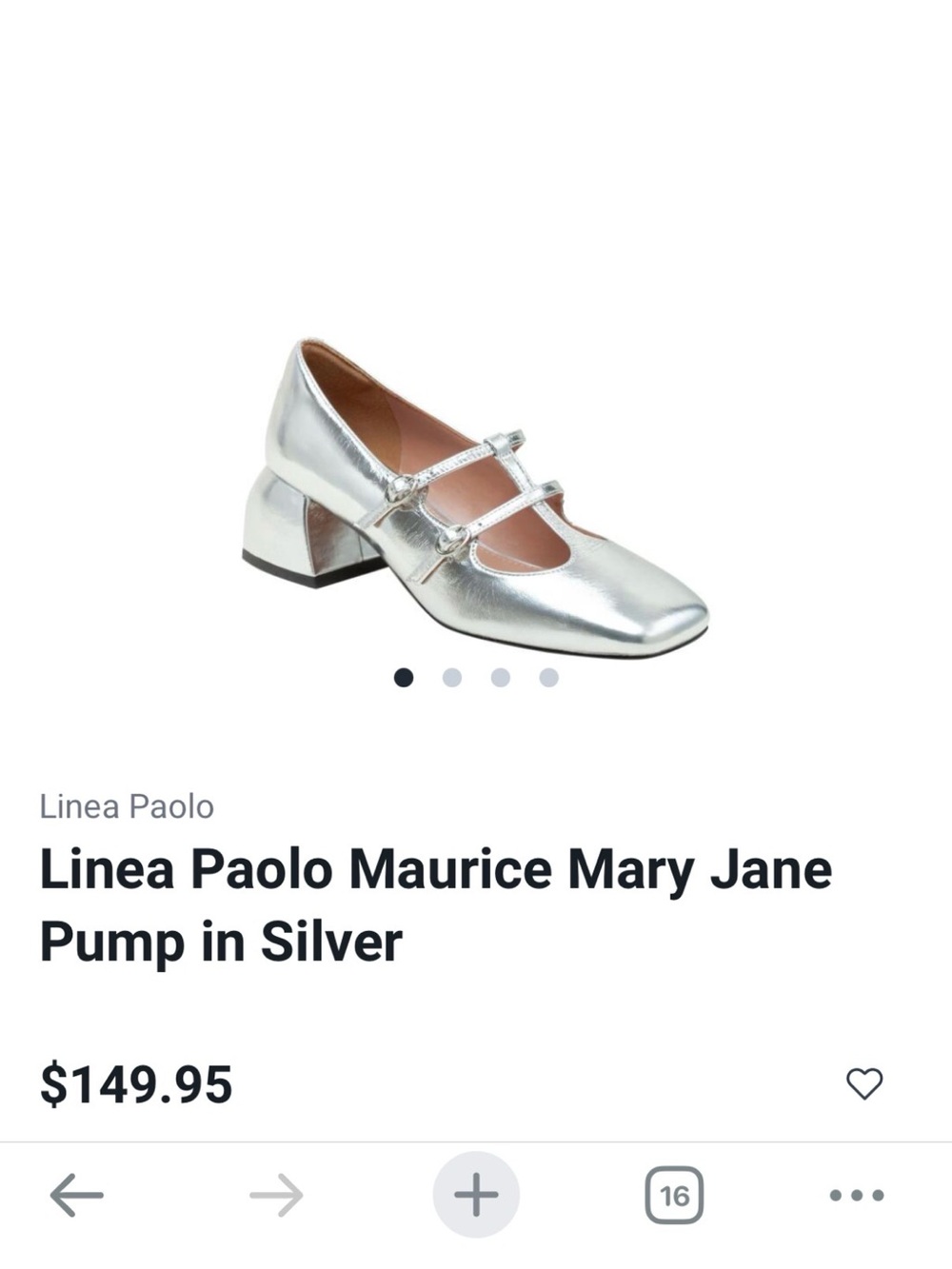 Paolo Metallic Silver Double-Strap Mary Jane Pump Size 10 - Picture 6 of 6
